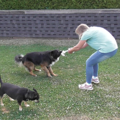 Karlie Knotenseil 30 cm lang - weiß - Baumwoll-Seil Zerrspiel Spielseil Kauseil