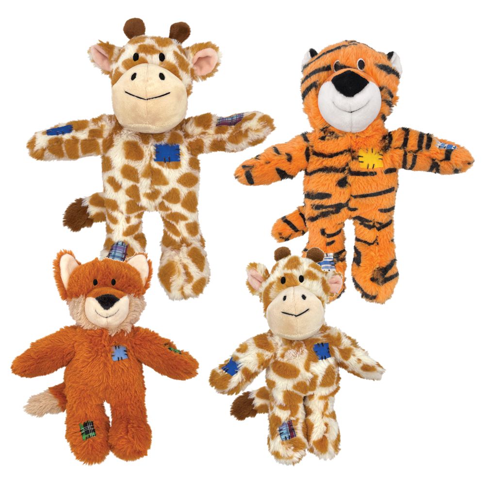 KONG Plüsch-Hundespielzeug Wild Knots Fuchs Giraffe Tiger - Kuscheltier mit Seil