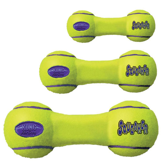 KONG AirDog Squeaker Hantel - Apportierspielzeug Tennisball Hund mit Quitscher