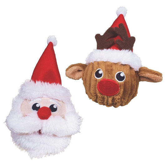 Nobby XMAS Plüsch Ball - Elch Weihnachtsmann - 14 cm Hundespielzeug mit Squeaker