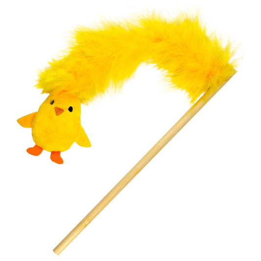 Nobby Oster Katzenangel Plüsch-Küken mit Federn und Catnip Spielangel für Katzen