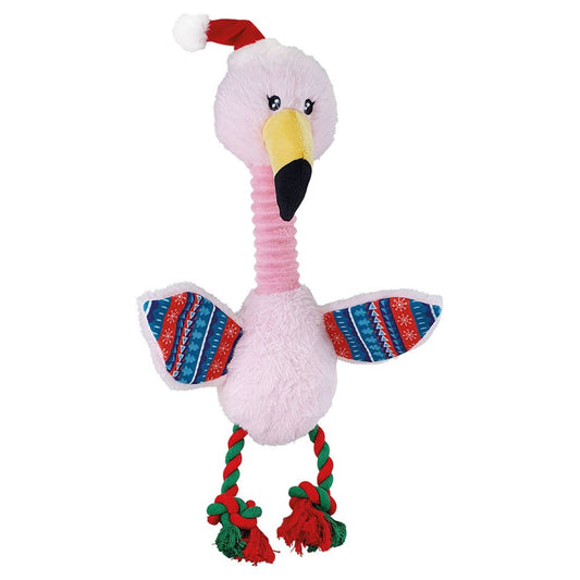 Nobby XMAS Plüsch Weihnachtsflamingo 48 cm - Hundespielzeug mit Schnatterstimme