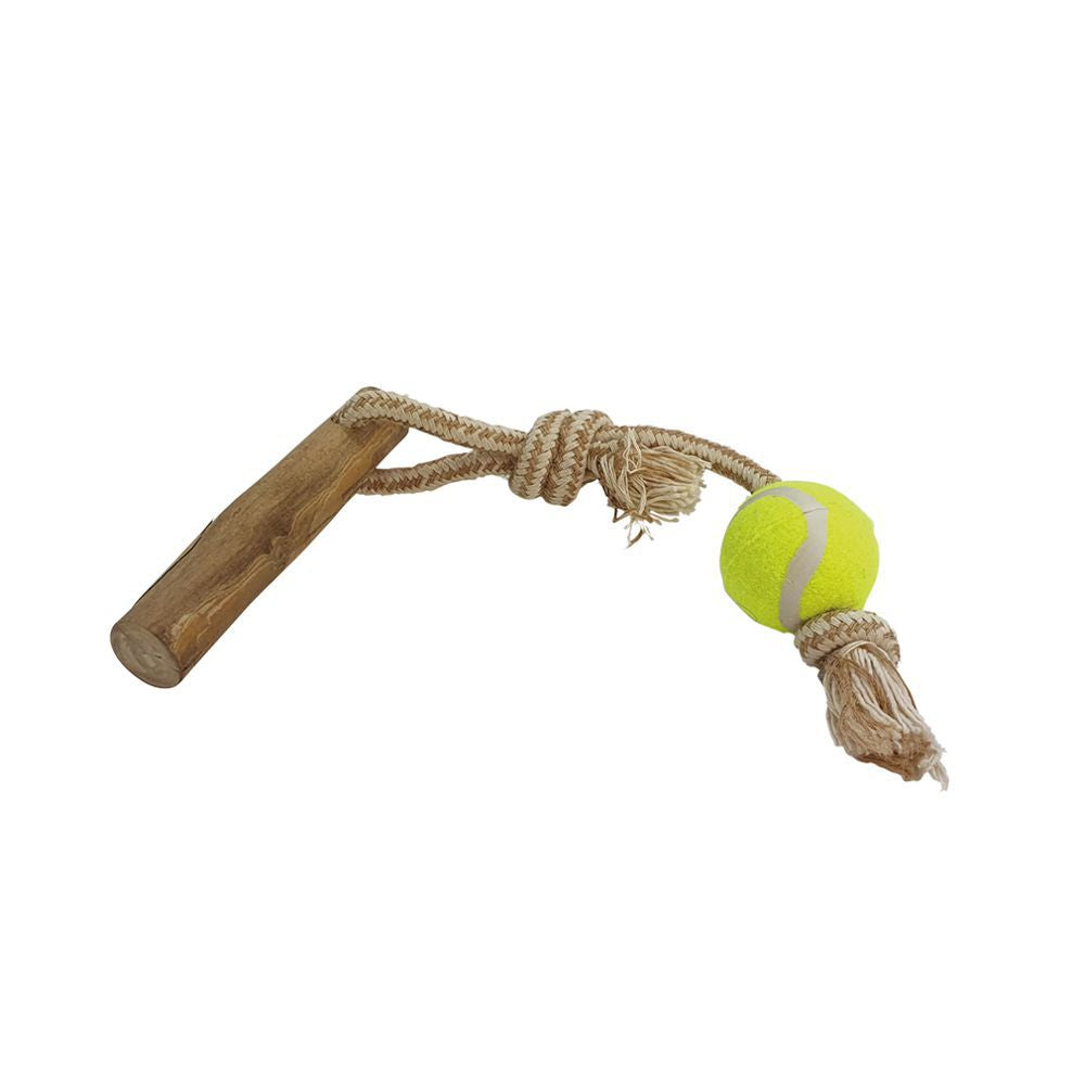 Nobby Kaffeeholz mit Hanfseil und Ball - S