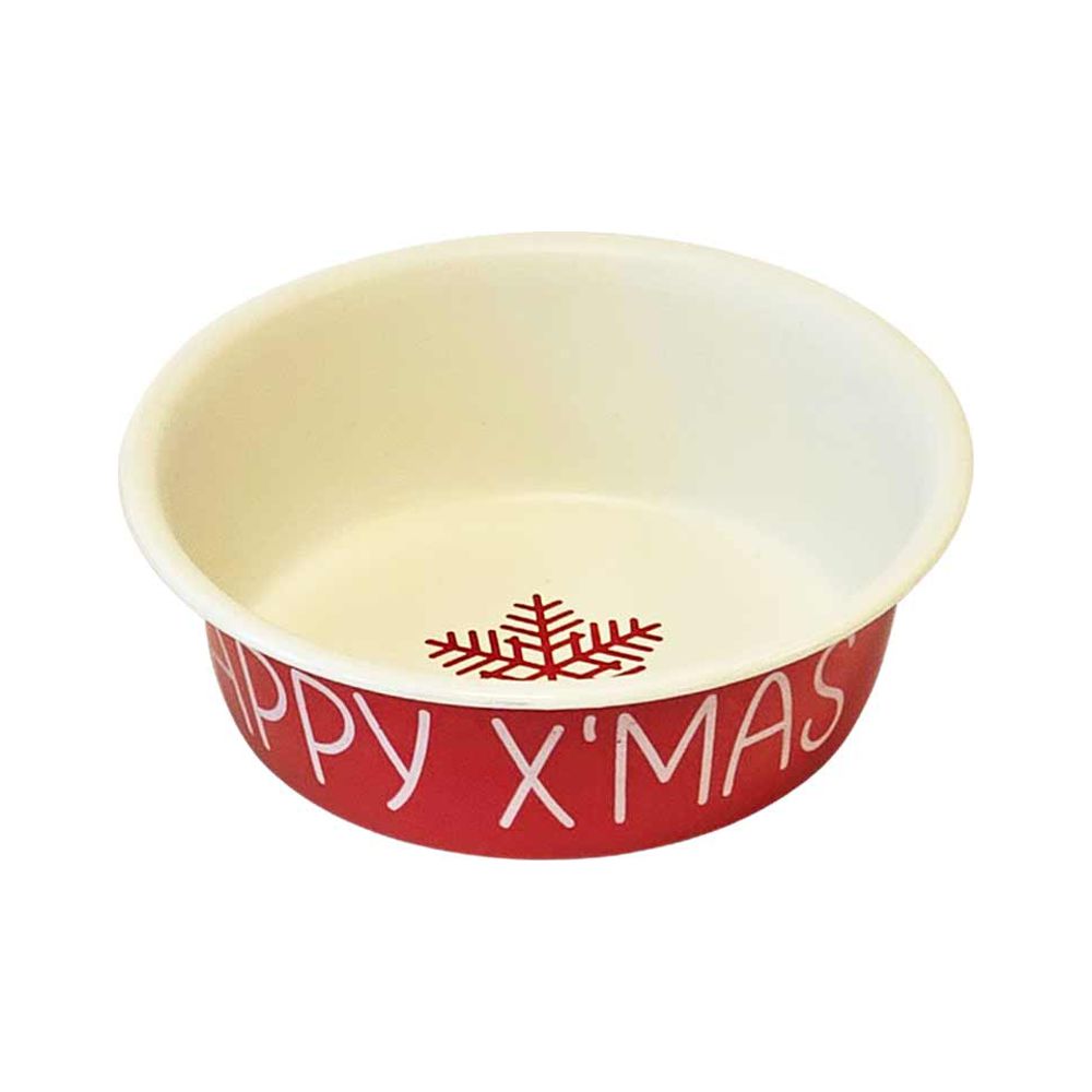 Nobby Edelstahl-Napf HAPPY XMAS - Größe S - rot/beige