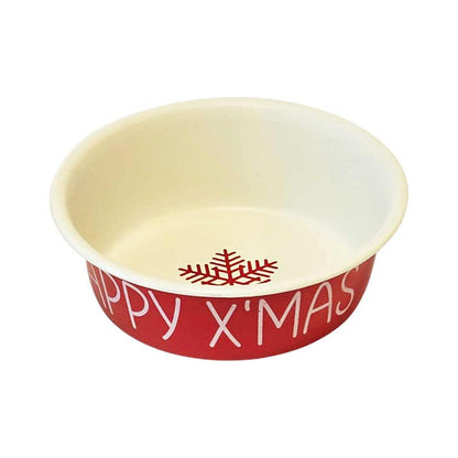 Nobby Edelstahl-Napf HAPPY XMAS - Größe S - rot/beige