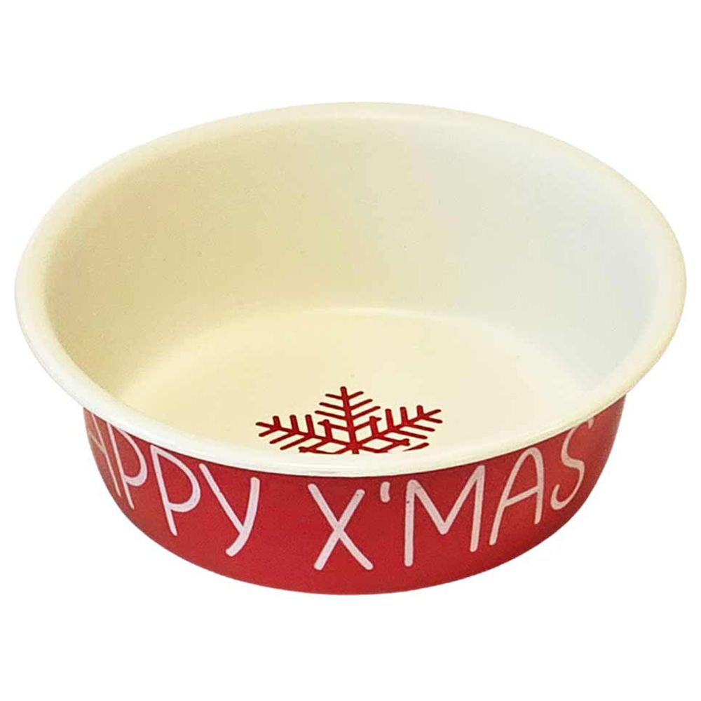 Nobby Edelstahl-Napf HAPPY XMAS - Größe M - rot/beige