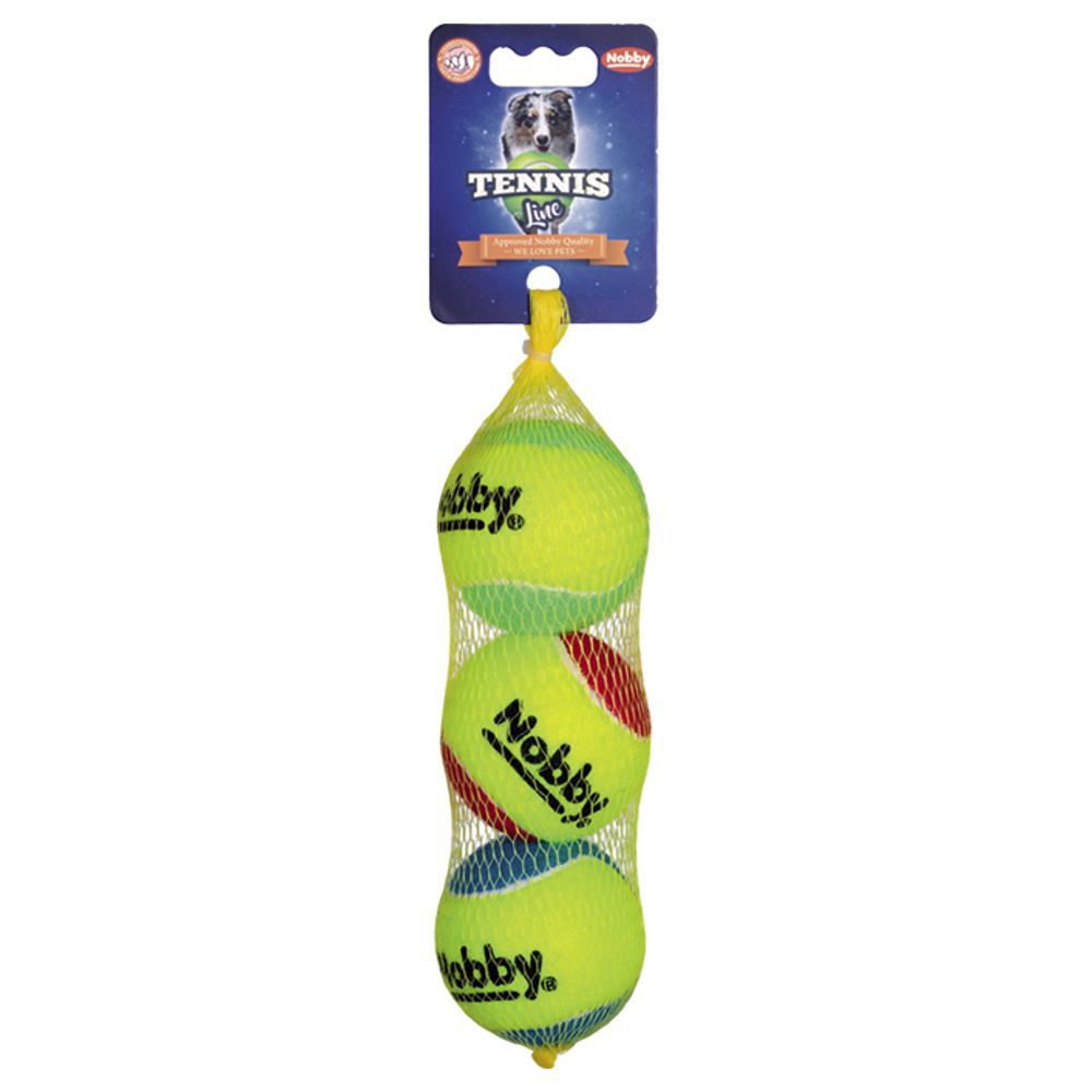 Nobby Tennisball - bunt - Größe M - 3er - ohne Squeaker
