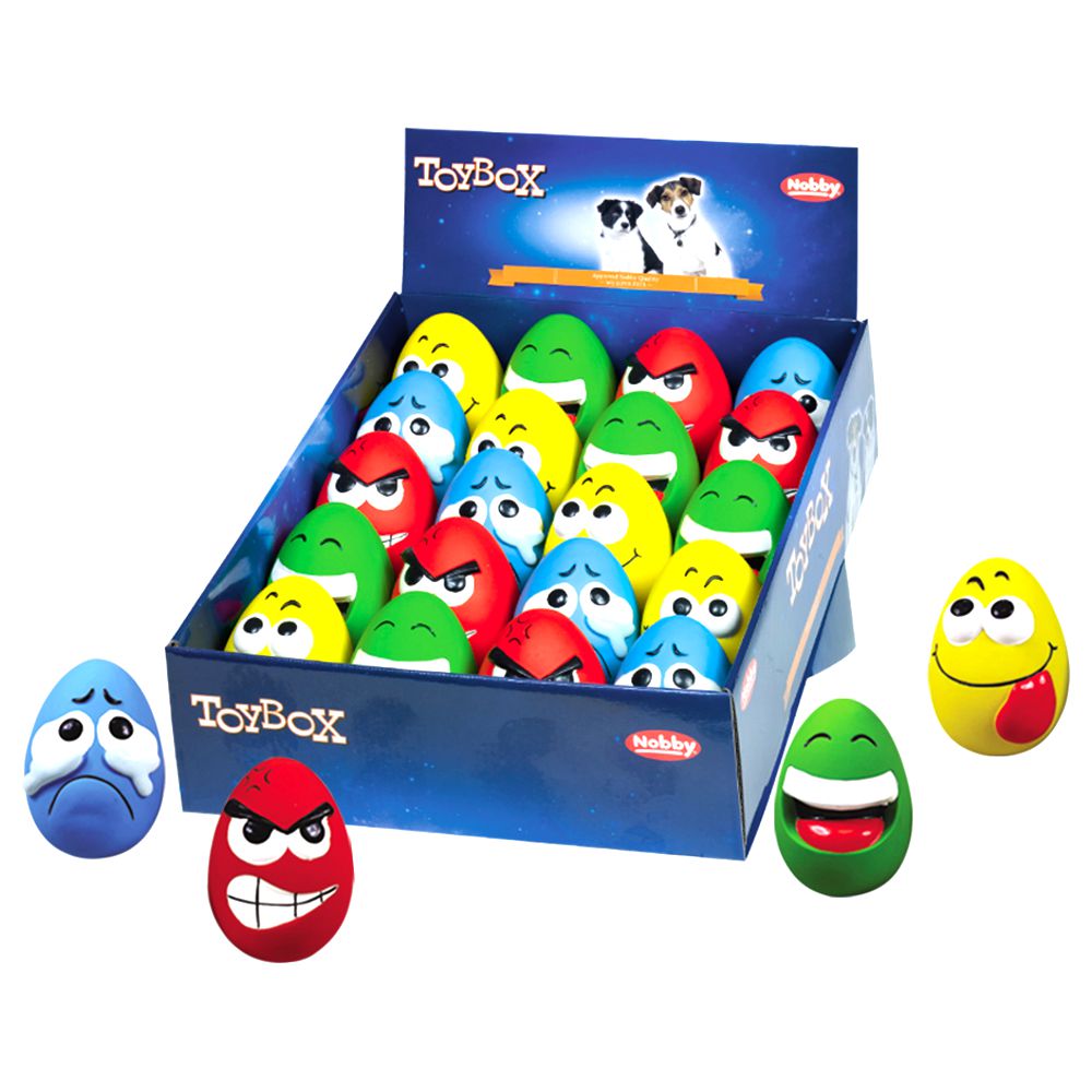 Nobby Latex EMOTION EGG - 10 cm - Ei mit Gesicht - Hundespielzeug Apportierspiel quietscht