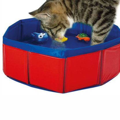 Nobby CAT TOY POOL - 30 cm - rot/blau - Katzenpool mit Spielzeug - Swimmingpool