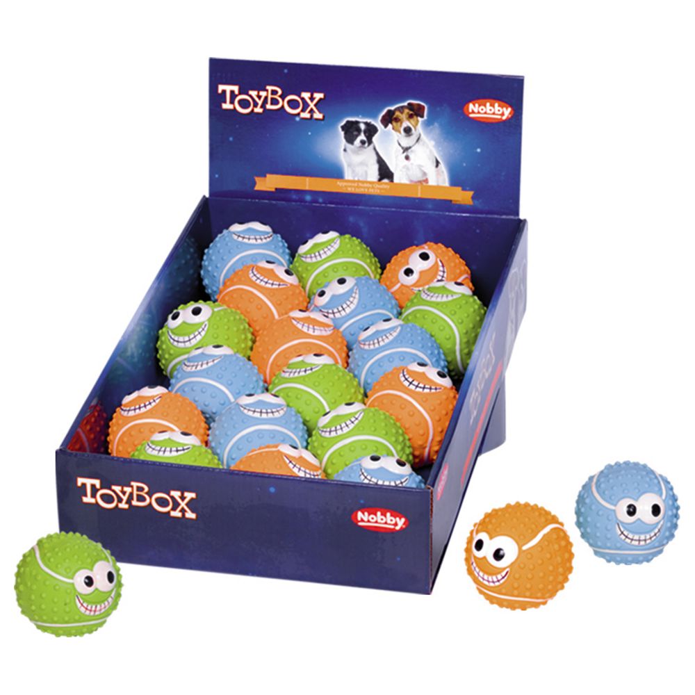 Nobby Latexball HAPPY BALL mit lustigem Gesicht - 7 cm Hundespielzeug Gummiball