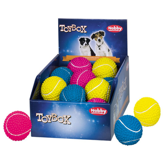 Nobby Latex Tennisball - 6,5 cm - Hundespielzeug Noppenball Wurfspiel Gummiball