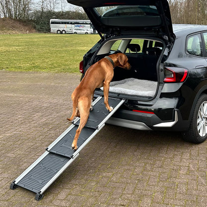 Nobby Aluminium Teleskop-Rampe - bis 90 kg - 158x42 cm - Hunderampe Hundetreppe