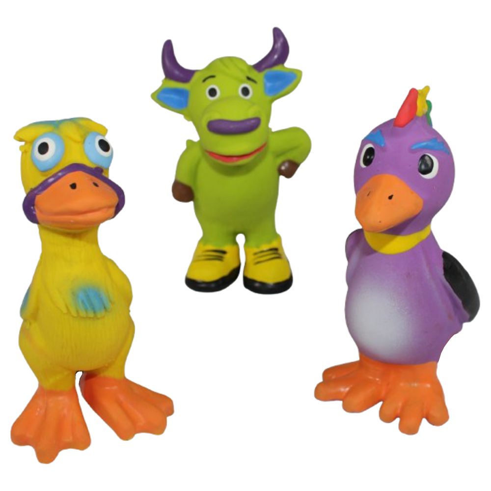 Nobby Latex Hundespielzeug - 3er Set - Vogel/Ente/Kuh - Tierfiguren - quitscht