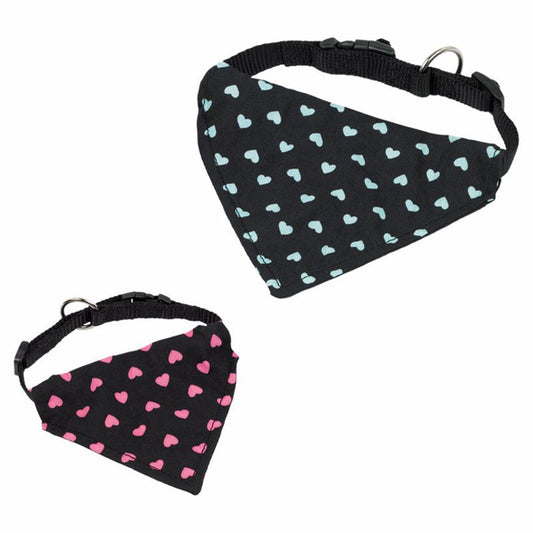 Nobby Halsband mit Tuch - pink & türkis Herzchen - Halstuch Nylon Hundehalsband