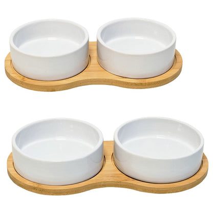 Nobby Futterbar BAMBASSO - Keramik/Holz - Hunde Katzen Futternapf Wassernapf