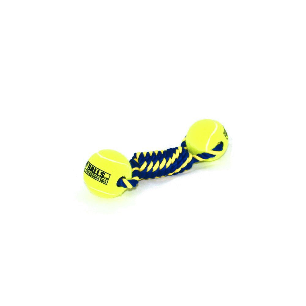 PetSport Knotenseil mit Tennisball - Baumwoll-Spieltau Ball Kauseil Zerrspiel
